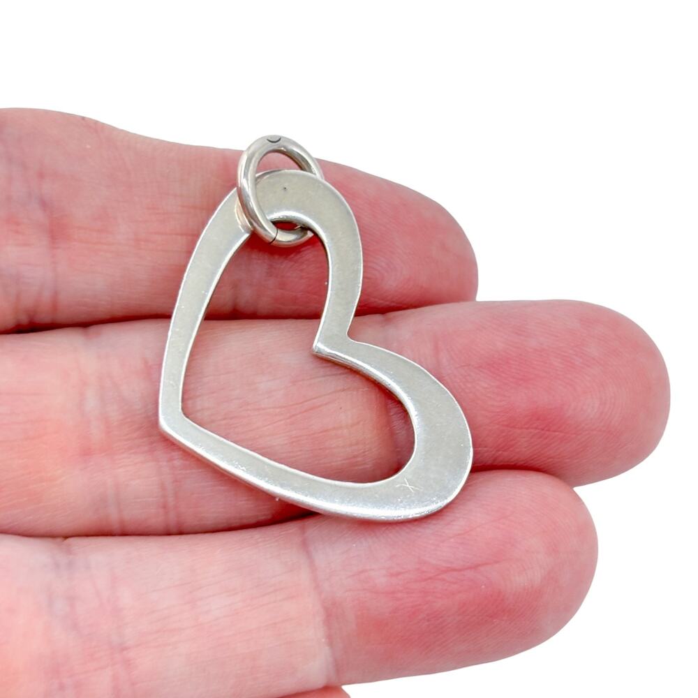Vintage Sterling Silver 925 Open Heart Charm Pendant